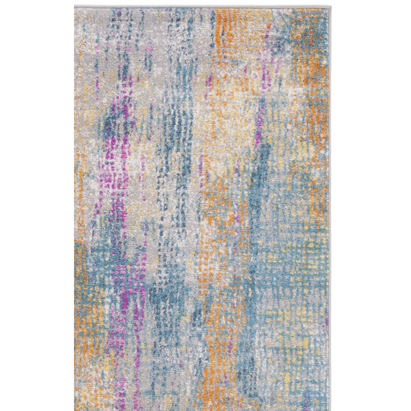 Felty Abstract Blue/Fuchsia Area Rug, Runner 2'3" x 8'
