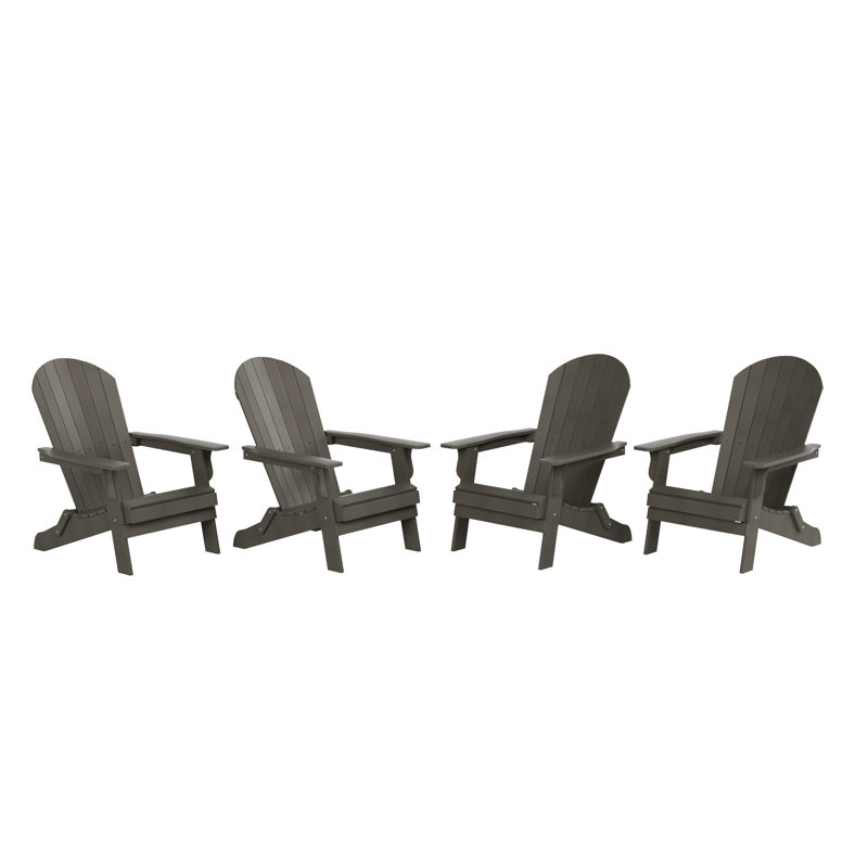 Arrlo Foldable Outdoor Adirondack Set, Charcoal Gray