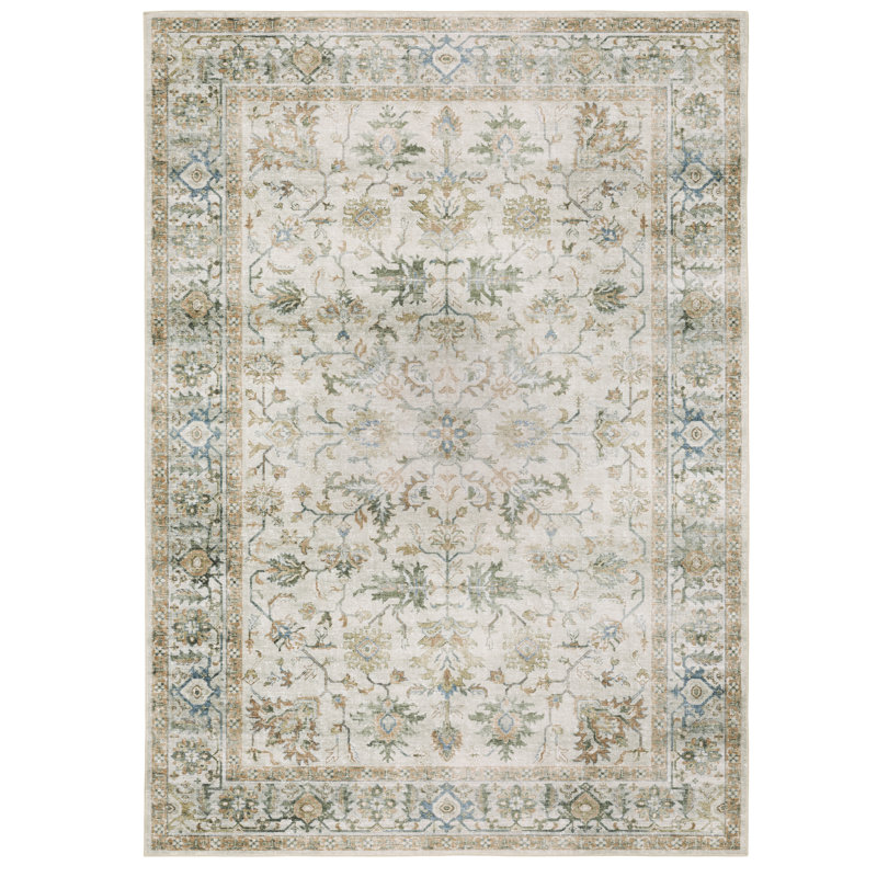 Tapis oriental antidérapant lavable à la machine Shisler , Rectangle 3 pi 6 po x 5 pi 6 po