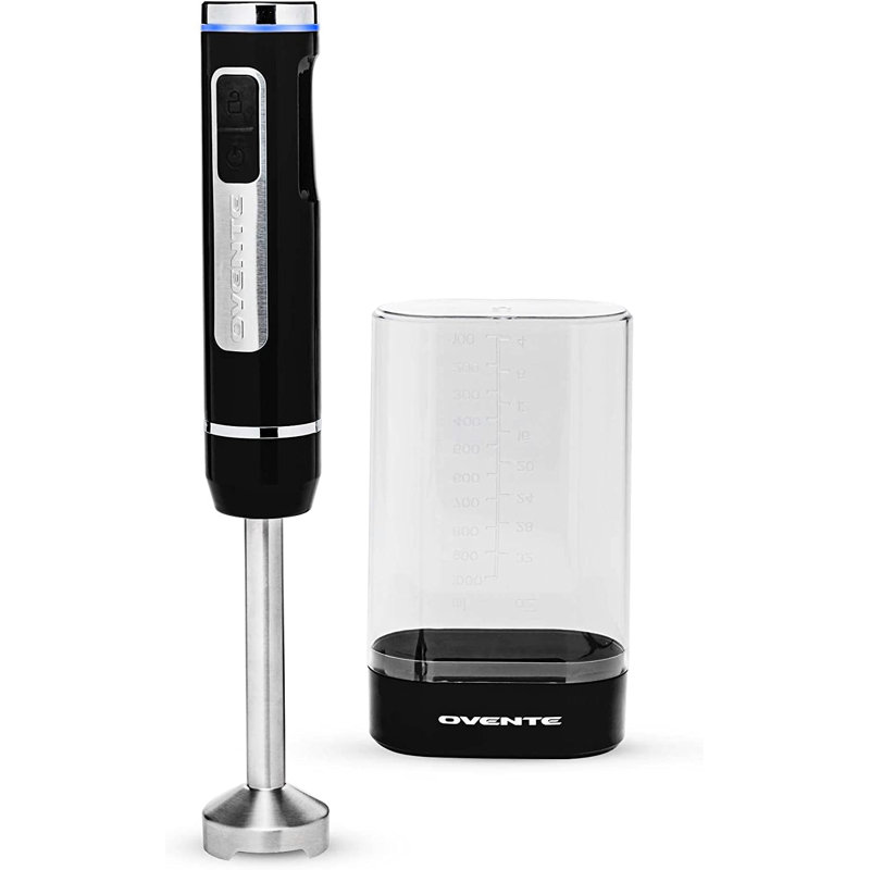 Ovente 8-Speed White Cordless Immersion Hand Blender with Stainless Steel Blades