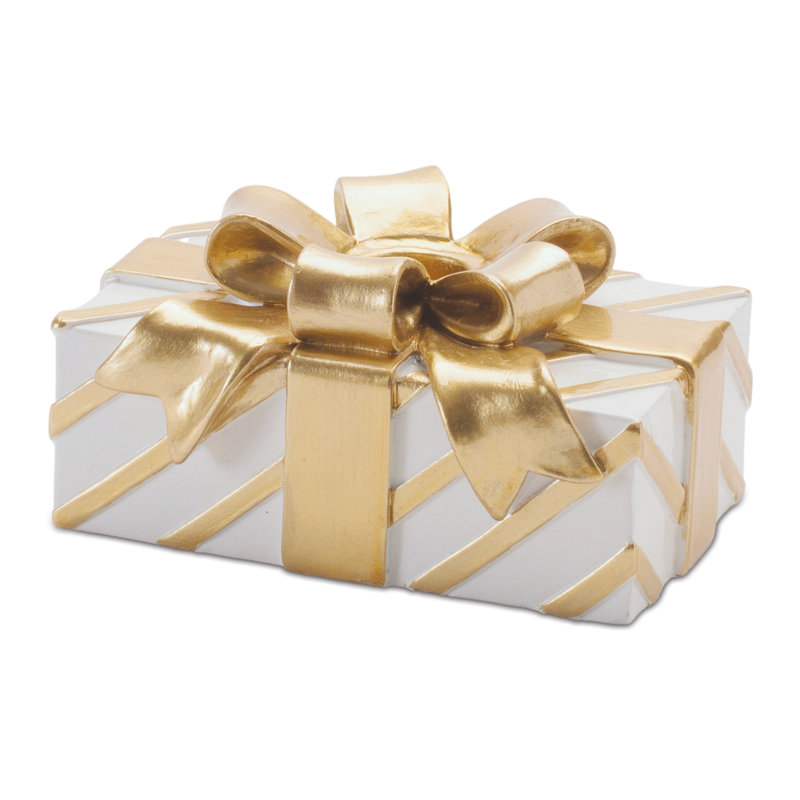 Présentoir des Fêtes avec porte-bougie (ensemble de 3), Blanc, doré