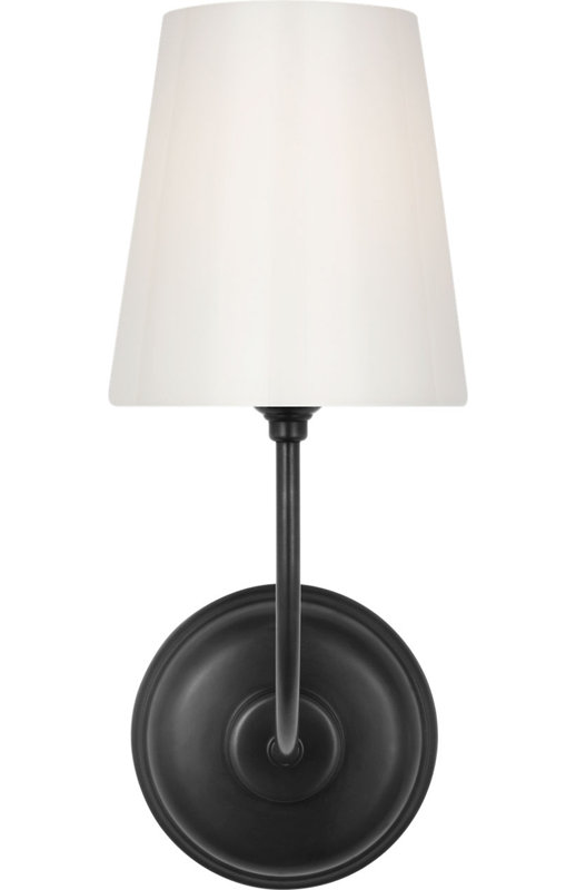 Vendome Single Sconce with White Glass, Bronze