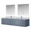 Meuble-lavabo double l 84 po x P 22 po, comptoir en marbre de Carrare, ensemble de robinet et miroirs à DEL 36 po-2026484908