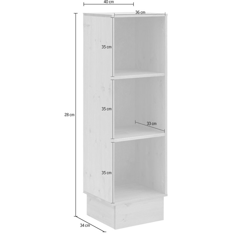 40cm W Solid Wood Height -Adjustable Shelving Unit, Cream