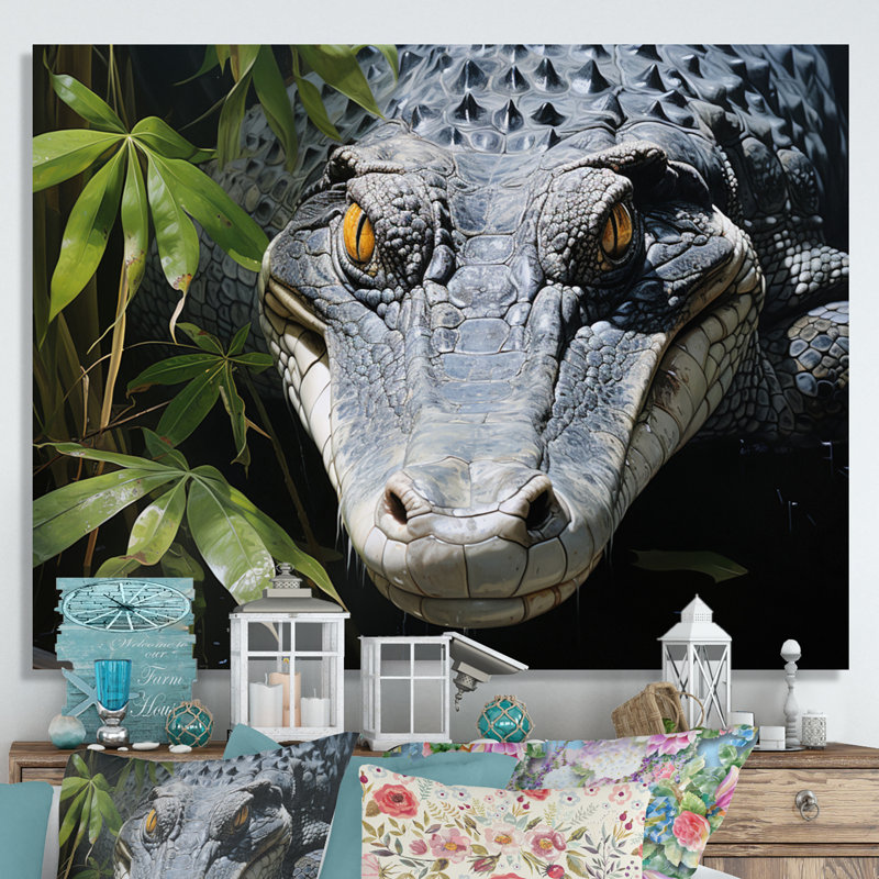 Crocodiles d'Afrique, H 24 po x l 32 po x P 1 po, Toile tendue