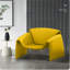 Fauteuil d'appoint moderne en similicuir, fauteuil lounge sculptural incurvé de 78 cm de large, fauteuil de lecture rembourré en cuir PU pour salon, chambre ou bureau-582250709