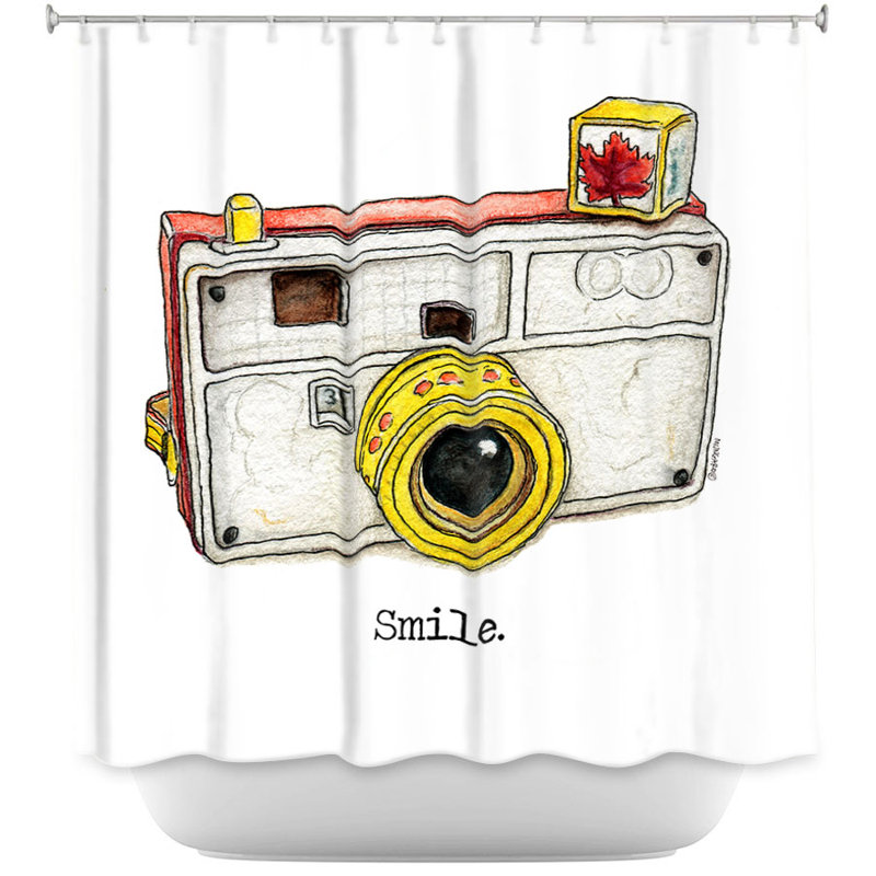 Rideau de douche simple à sourire pour appareil photo jouets