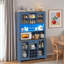 Garde-manger avec porte-verres en métal, porte-bouteilles de vin, tablettes ouvertes, station de charge intégrée et bande lumineuse à DEL-722049259