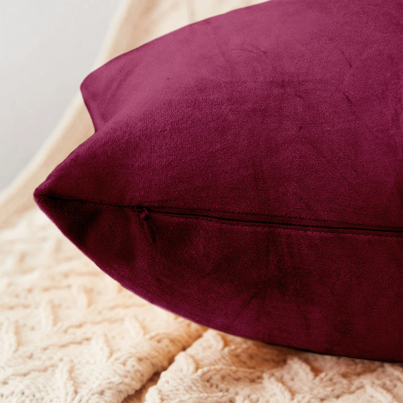 Perignan Square Scatter Crushed Velvet Cushion Cover, Burgundy