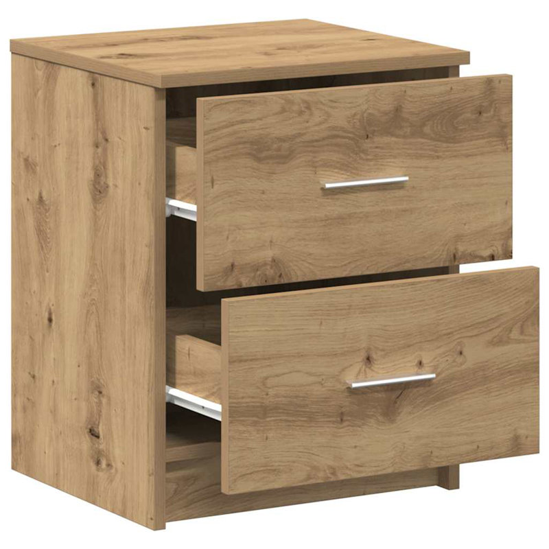Bedside Cabinet With 2 Drawers, Artisan Oak, 1