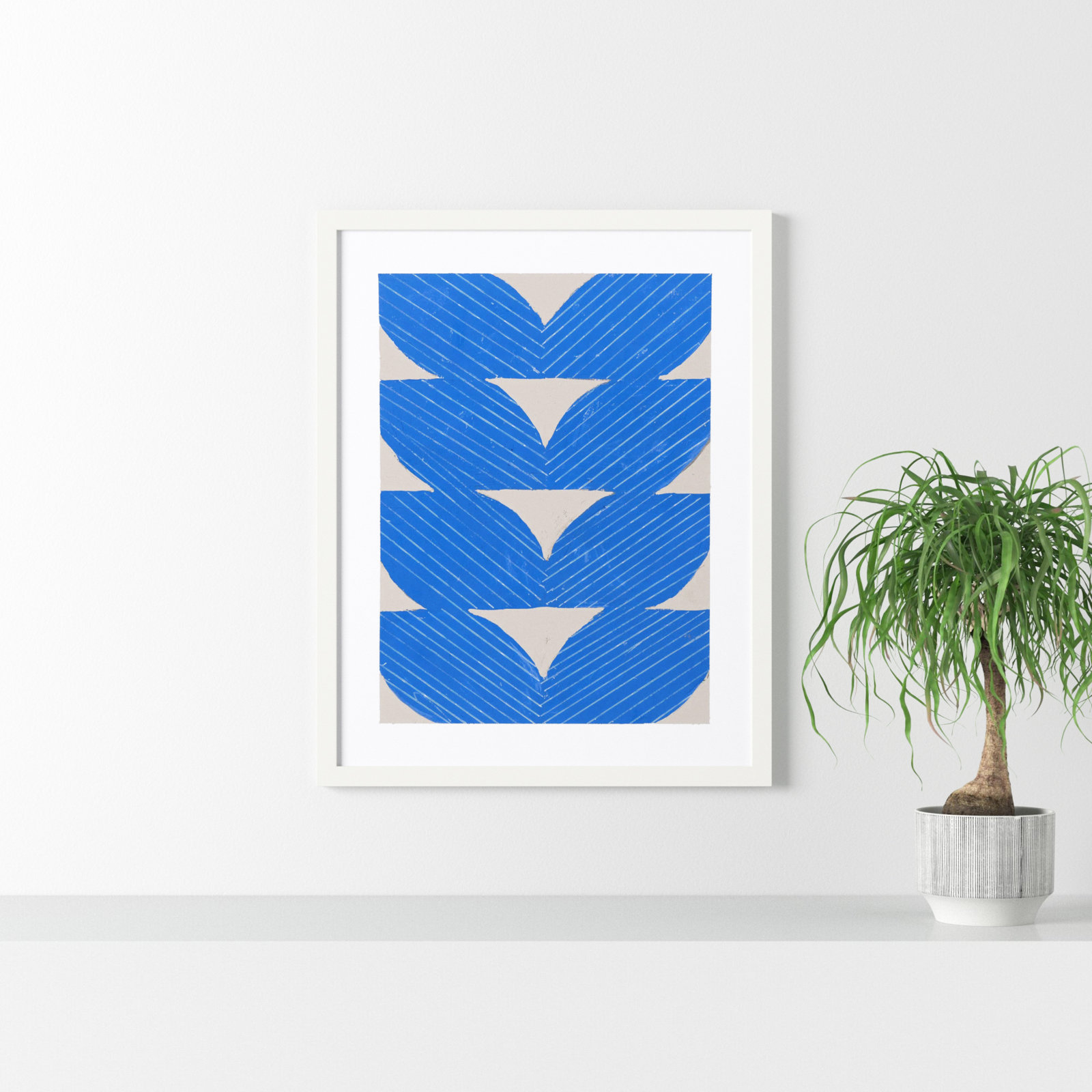 Blue Chevron by Andrea Stokes, White, 38" H x 30" W x 1.25" D