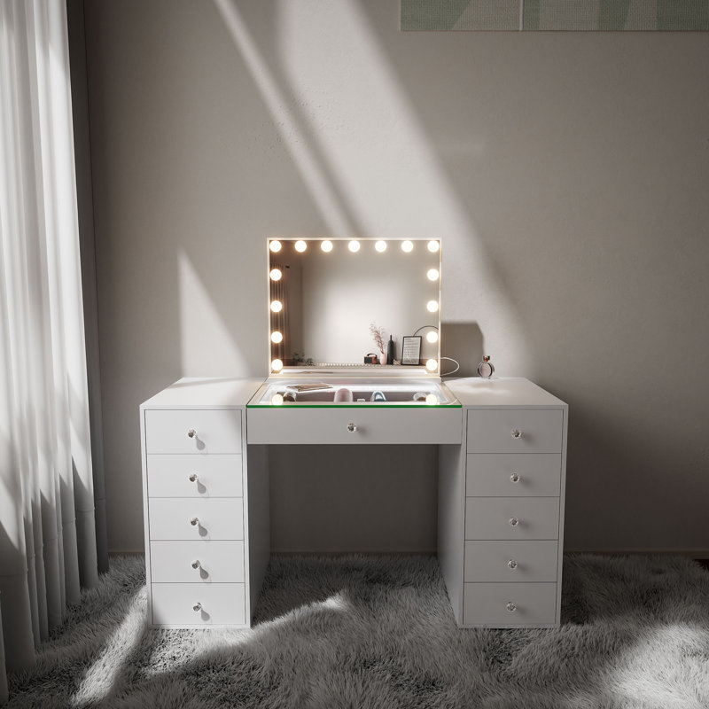 Makeup Vanity Desk With Mirror Led Lights