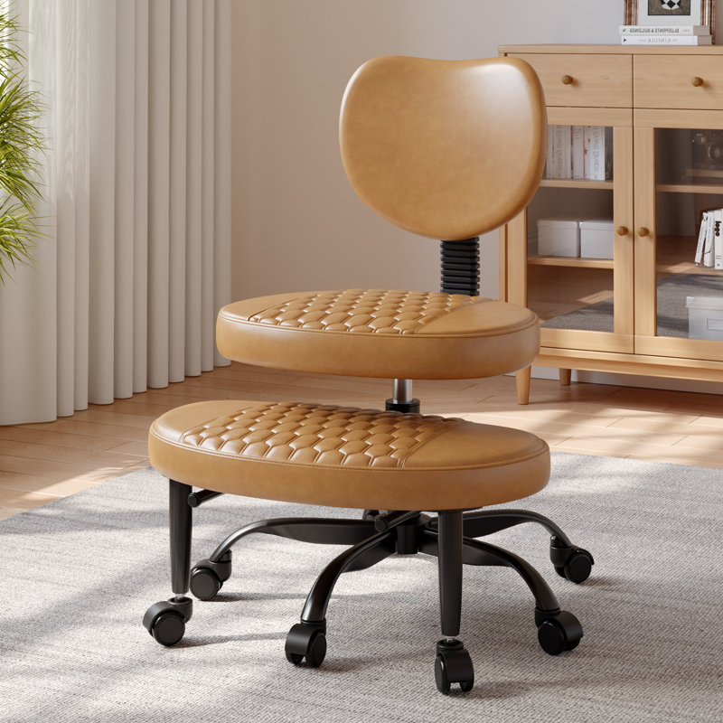 Cross Legged Office Chair, 360° Swivel Adhd Chairs For Adults, Height Adjustable Ergonomic Cross Legged Office Chair With Wheels, For Meditation, Yoga, Brown