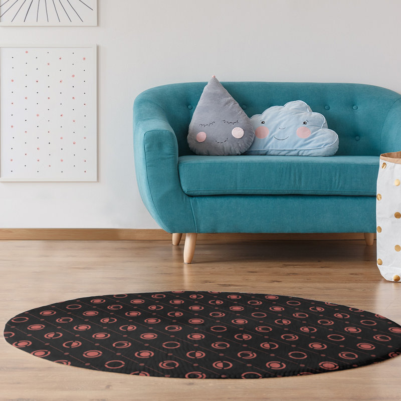 Tapis rouge/rose foncé phases de lune, Tapis de couloir 2 pi 5 po x 8 pi