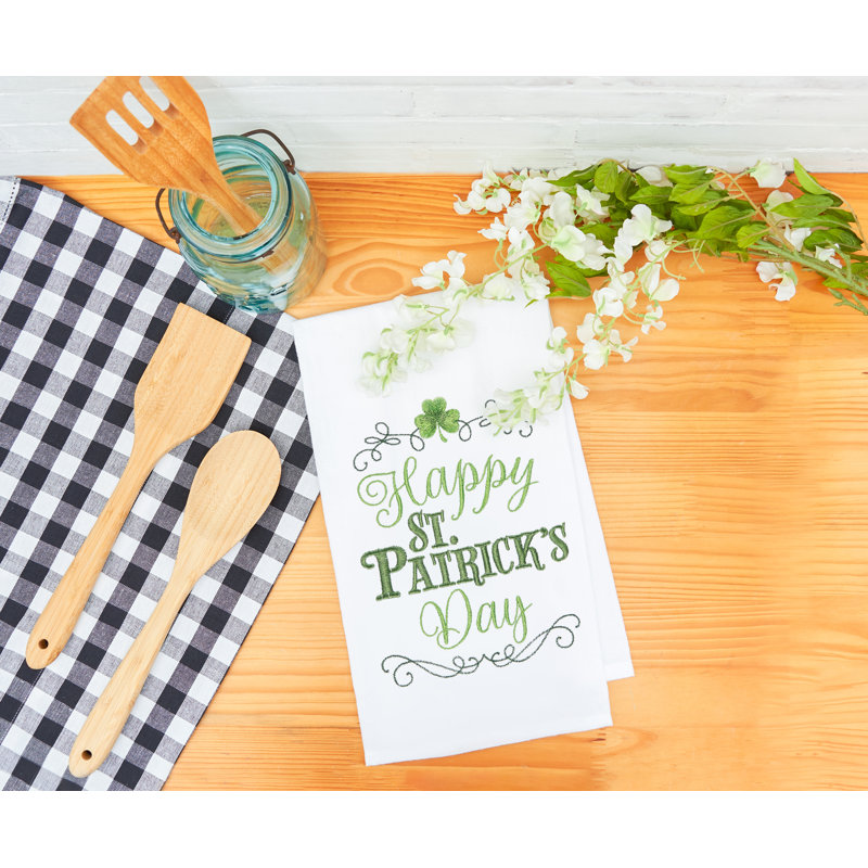 Serviette Happy St. Patrick's Day, Blanc / vert Joyeuse Saint-Patrick