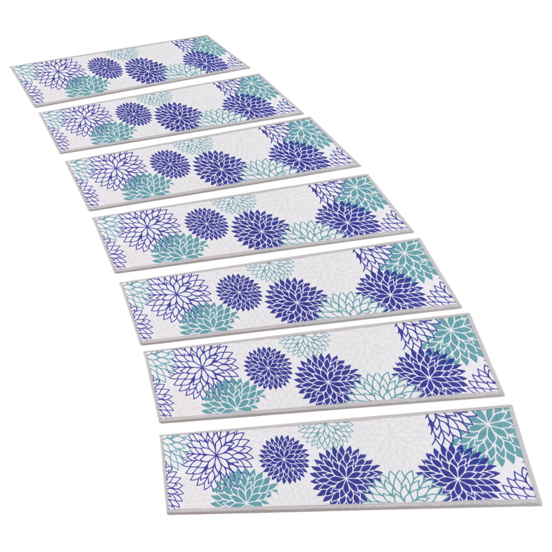 Tapis d'escalier antidérapants pour l'intérieur, Bleu marine / bleu sarcelle