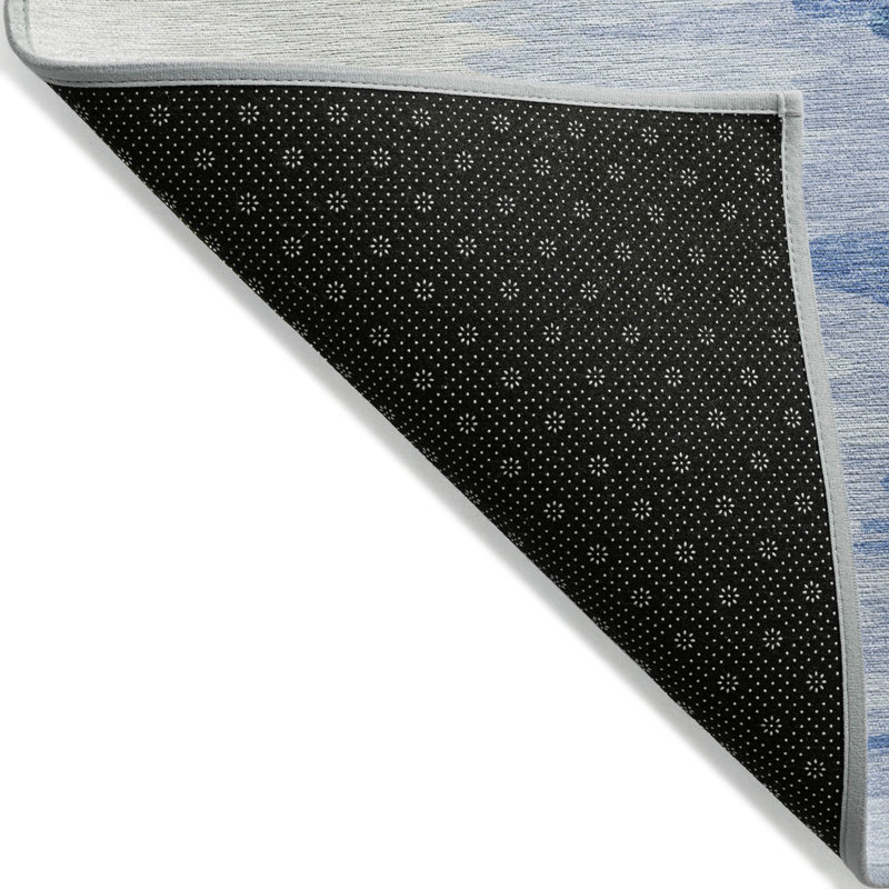 Tapis extérieur lavable abstrait bleu marine 5 pi x 8 pi