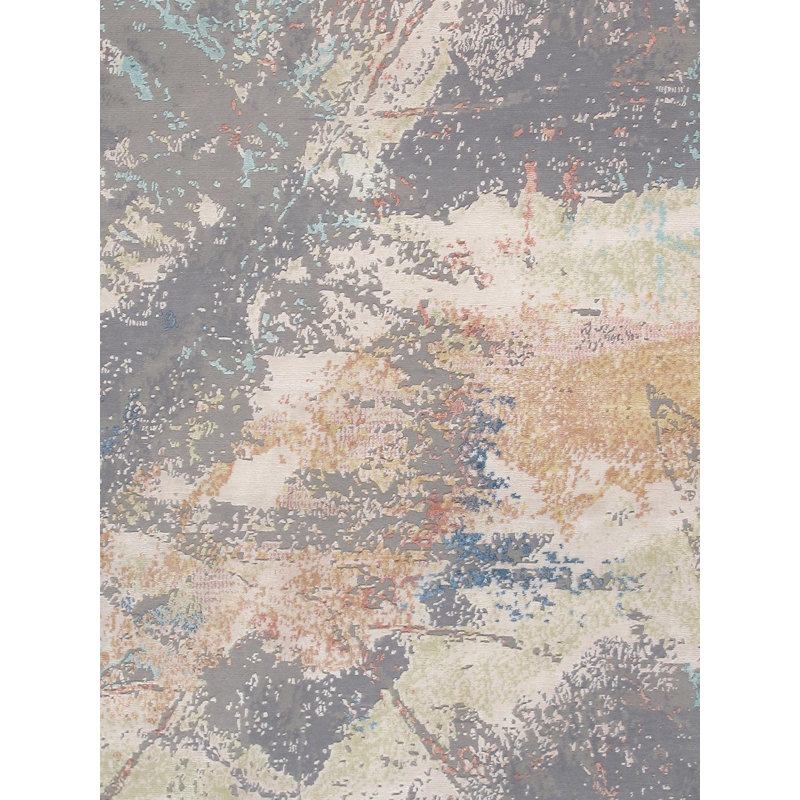 Hand Knotted Abstract Area Rug in L. Grey, Rectangle 10' x 14'