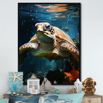 Reproduction sur toile de la tortue sous-marine surréaliste I
