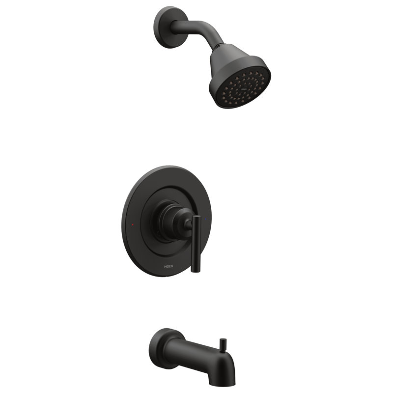 Robinet de douche et baignoire à pression équilibrée avec poignée levier Gibson, Noir mat