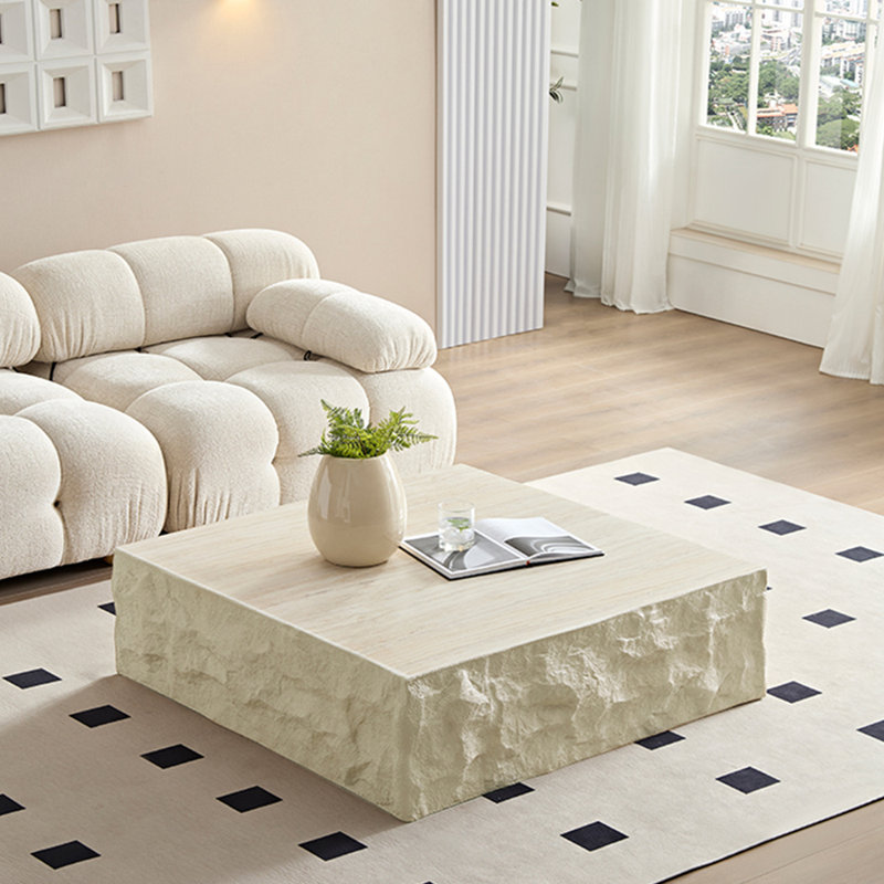 Table basse moderne simple wabi-sabi, H 12 po x L 39,37 po x l 39,37 po