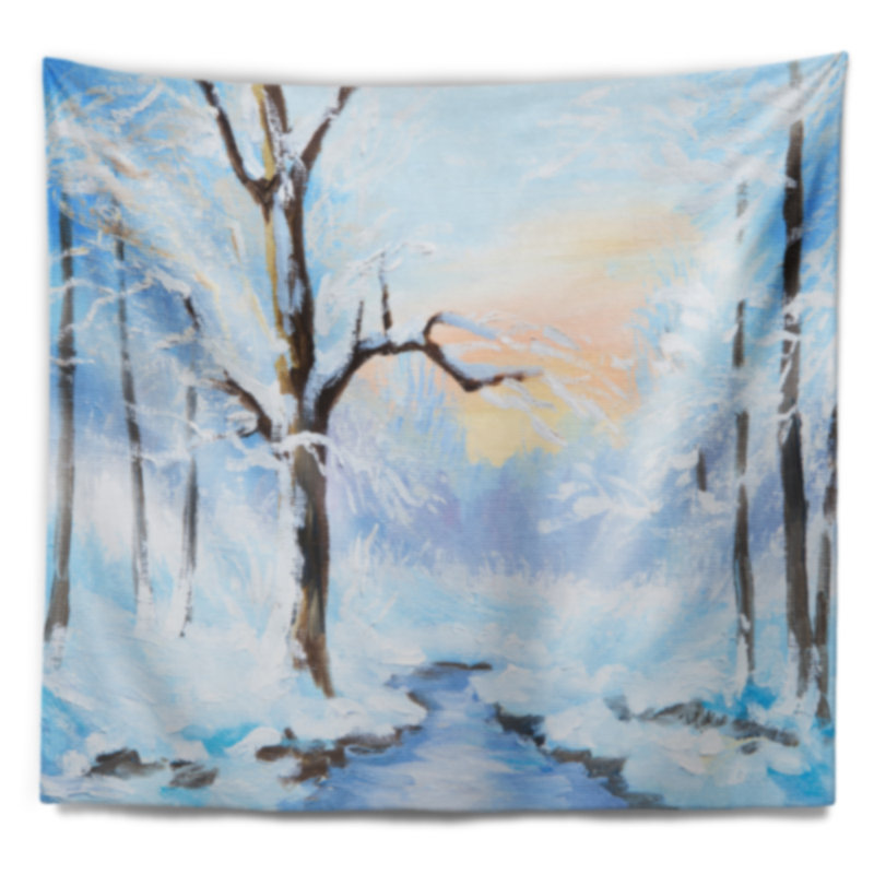 Rivière blanche gelée dans une tapisserie, H 32 po x l 39 po