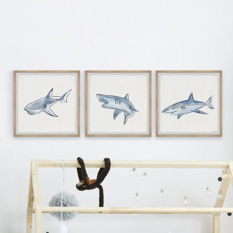 Calumet Be A Shark, ensemble de 3 reproductions encadrées, H 18 po x l 18 po x P 1,5 po