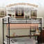 Lit superposé double au-dessus d'un lit double avec bureau intégré et éclairage à DEL - conception loft peu encombrante pour enfants et adolescents, structure robuste, assemblage facile