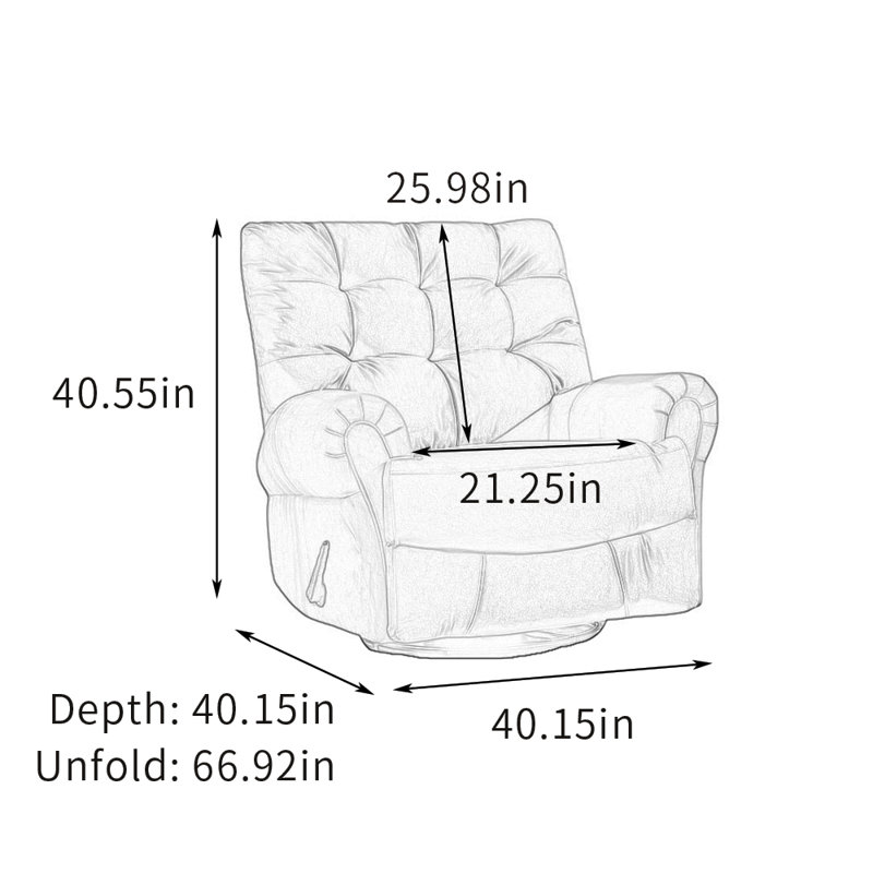 Ergonomic Living Room Rotation Function Recliner, Green