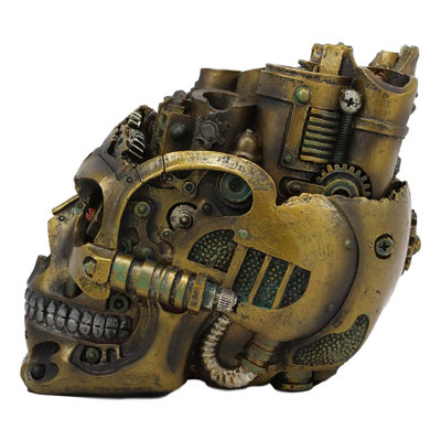 Plat trinket décoratif à tête de crâne robot mad max steampunk cyborg