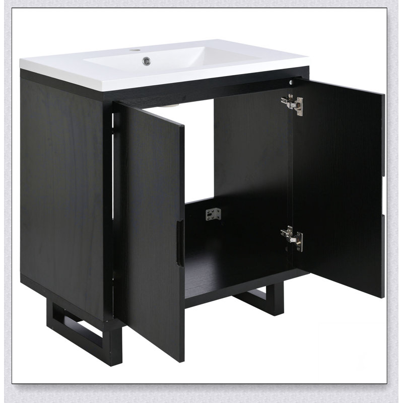 Ensemble de meuble-lavabo 30 po avec lavabo, armoire combinée et meuble de rangement pour salle de bain, Noir