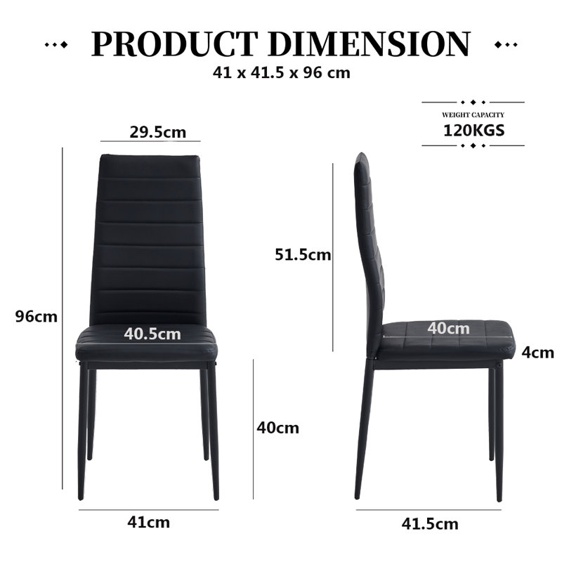15.6cm H Upholstered Side Chair, Black