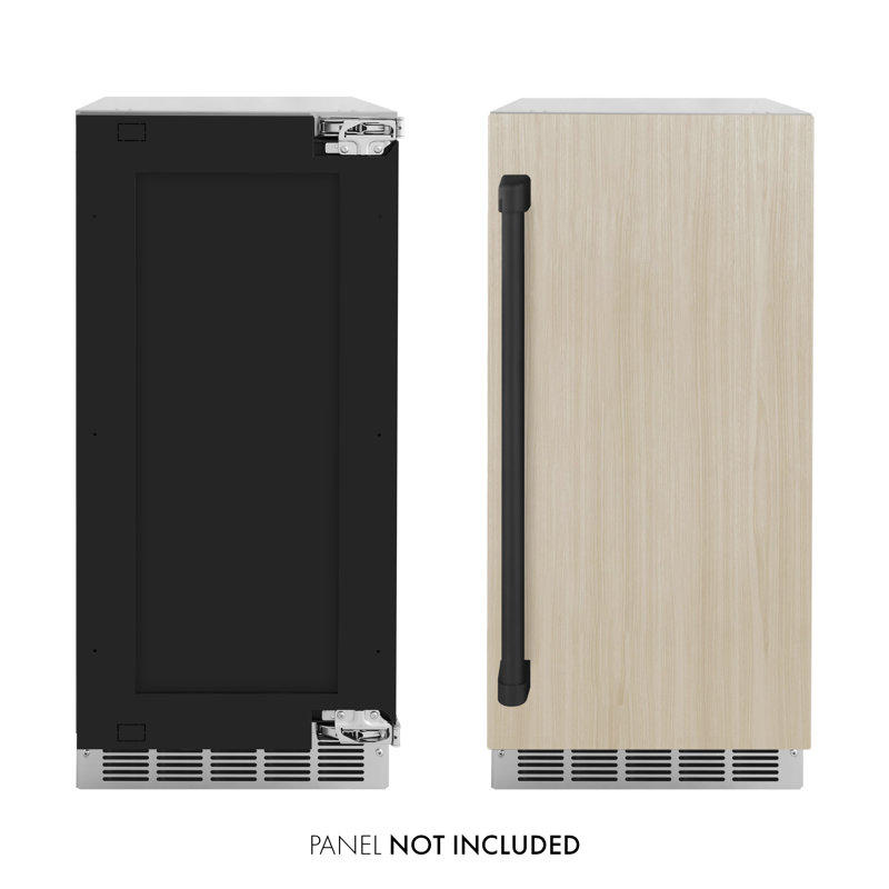 ZLINE Autograph 15 inch Touchstone Panel Ready Gourmet Ice Maker with Bronze Handle, Matte Black