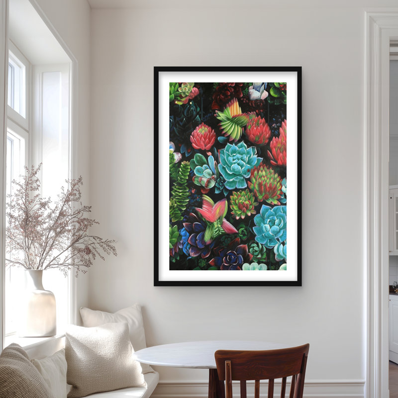 Ensemble de plantes grasses colorées - impression botanique pour la décoration intérieure, H 36 po x l 24 po