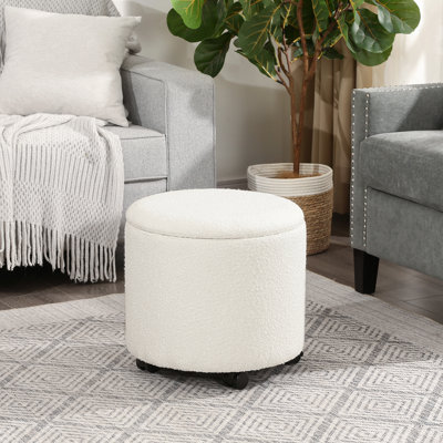 Round Storage Ottoman With Tray Top And Casters by Ebern Designs