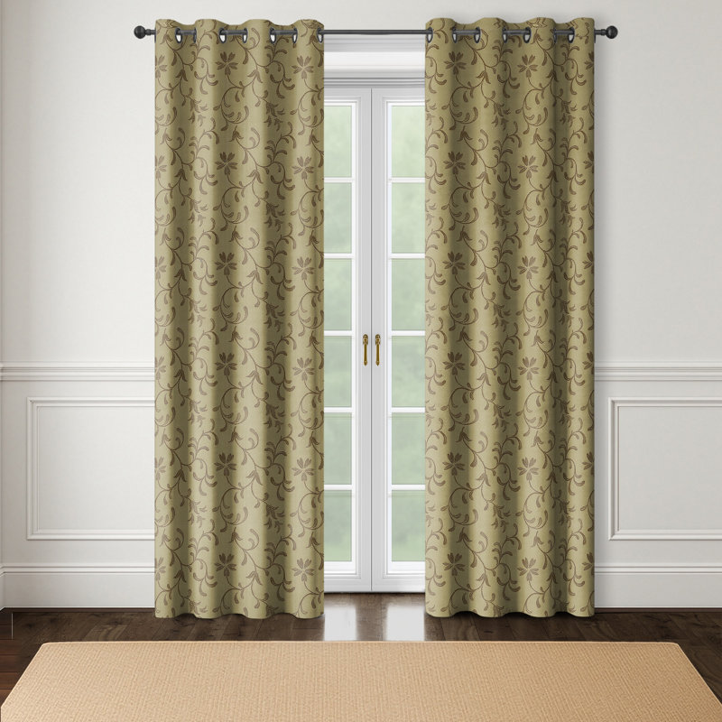 Paire de rideaux avec œillets Casmir (l 50 po x L 120 po), Doré, L 50 po x L 120 po