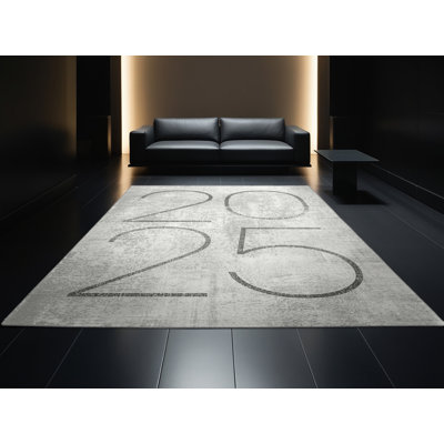 Tapis gris moderne moderne et contemporain lavable à la machine Norridge New Years