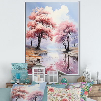 Érable rose paysage sur toile
