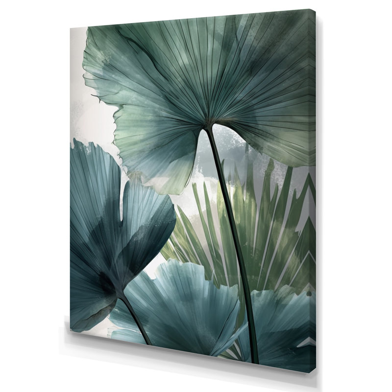 Art mural sur toile botanique ginkgo, impression de feuilles tropicales - feuilles de ginkgo tropicales IV, Toile tendue