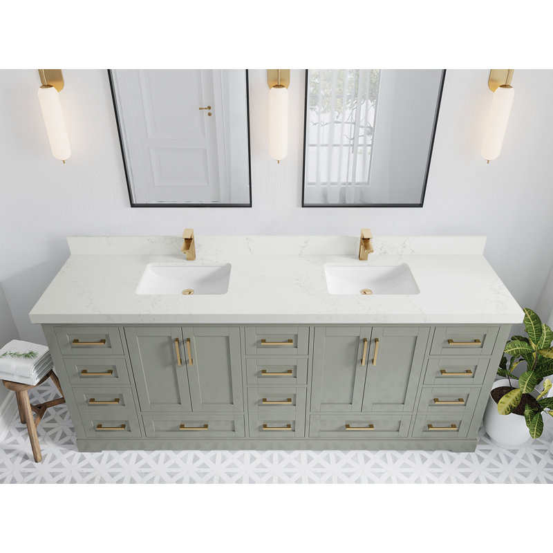 Esin 84'' Double Bathroom Vanity with Top, Empira