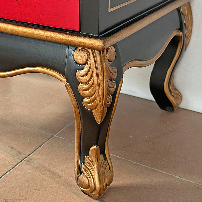 Hand-Painted Floral Cabinet with Spacious Top