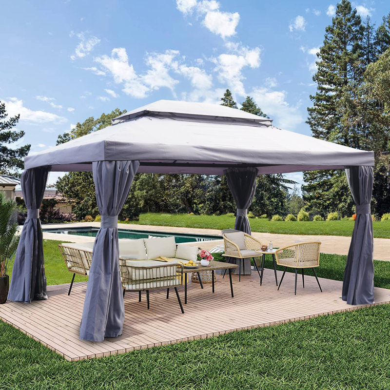 13 pi. L 10 pi. D Pavillon de jardin en acier galvanisé