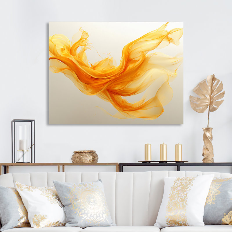 Décoration murale forme dorée, vague abstraite, Toile tendue, H 16 po x l 32 po x P 1 po