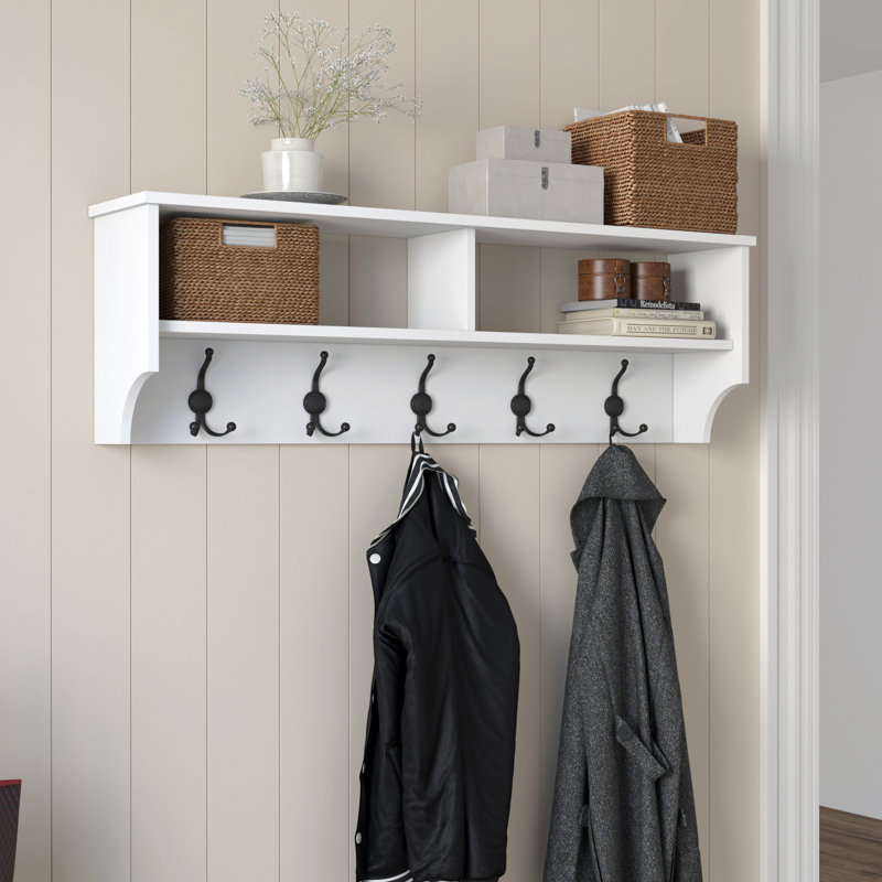Modern Hall Stand, White, 47.2 x 14.6 x 8.7 inches | 100% Melamine Coated Particle Board, Numerous Shelves for Additional Storage | Stylish & Functional Design, Perfect for Entryways & Living Spaces