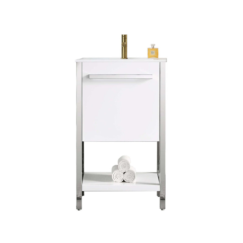 Meuble-lavabo simple 20 po avec lavabo, Blanc lustré