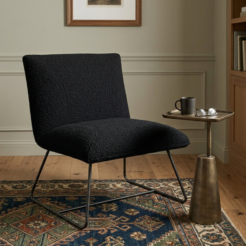 Chaises d'appoint rembourrées en velours Teddy, Noir