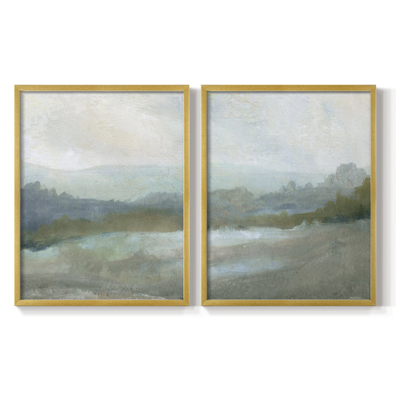 Impression encadrée Azure Valley I-Premium - prête à être accrochée - aucun clou requis - aucun clou requis, Bois naturel