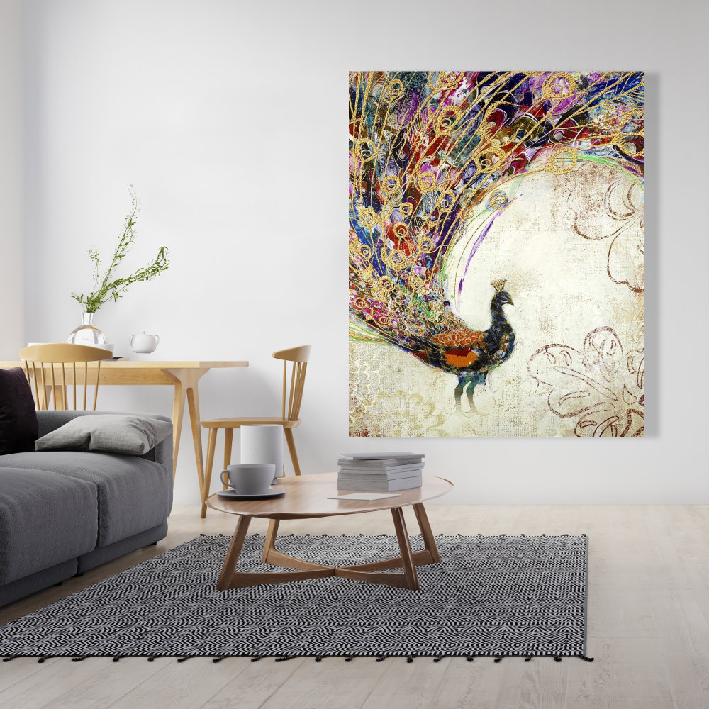 Lark Manor Peacock with Gold Feathers - Best Seller Gold Canvas Art ...