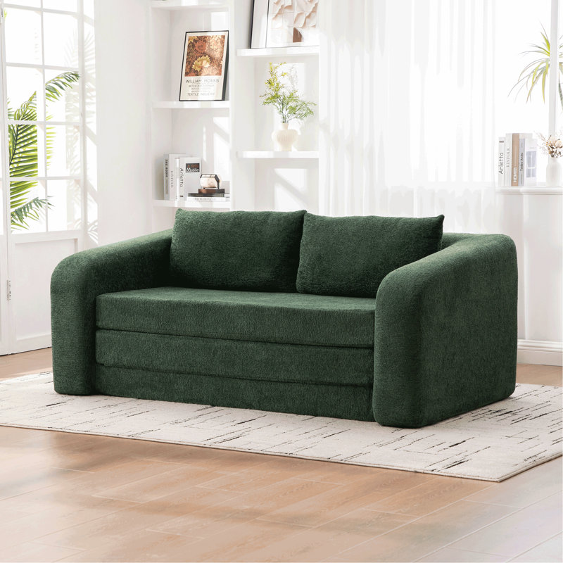 Canapé-lit 2 en 1 escamotable et pliable avec accoudoirs et coussins de dossier, canapé-lit convertible en chenille désossé, avec matelas pour lit, canapé-lit, salon, chambre d'amis, dortoir