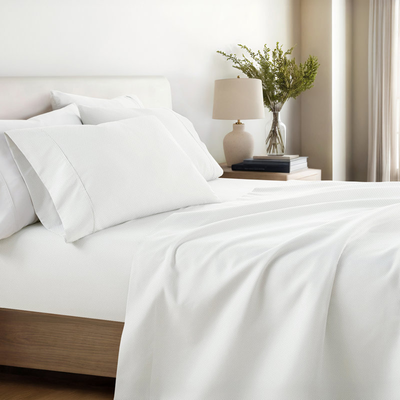 Stippled Dot Pattern Microfiber Sheet Set, Light Gray, Twin